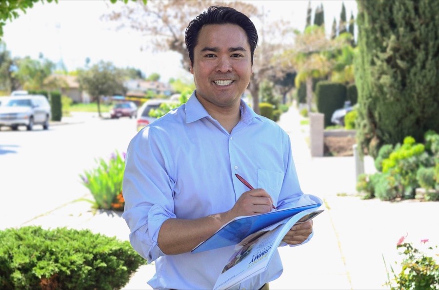 Jimmy Nguyen, San Jose real estate attorney and broker, on location in a Santa Clara County neighborhood